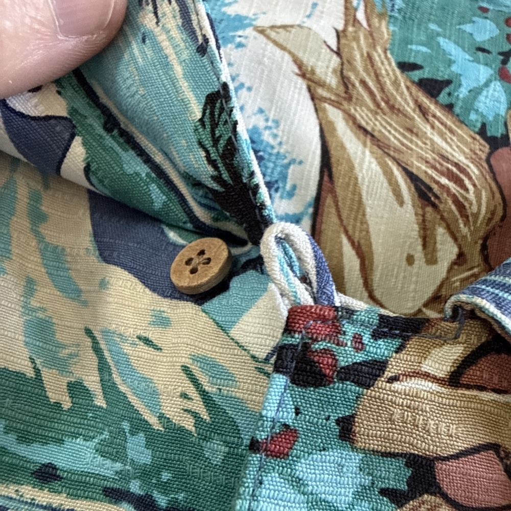Paradise Collection Mens Hawaiian Aloha Camp Shirt 100% Silk Blue Hula XL Loop - Picture 6 of 10